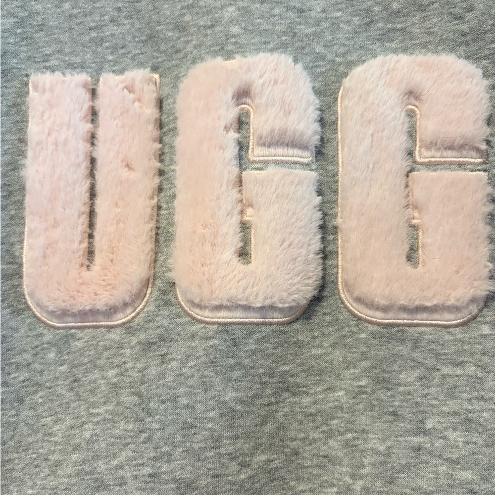 UGG Heather Gray Top with Soft Pink Logo - Picture 2 of 9